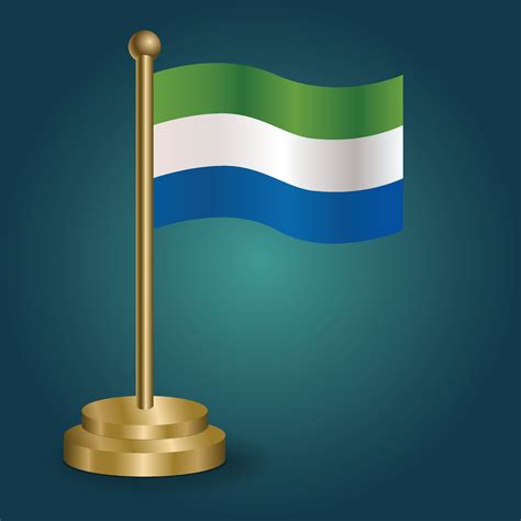 Drapeau National De La Sierra Leone Sur Le Poteau Dor Sur Fond Sombre