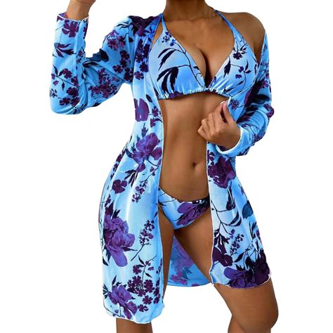 GWAABD Bathing Suits Women 3 Piece Split Bikini Set Beach Cover Up Swimsuit High Waisted Bathing