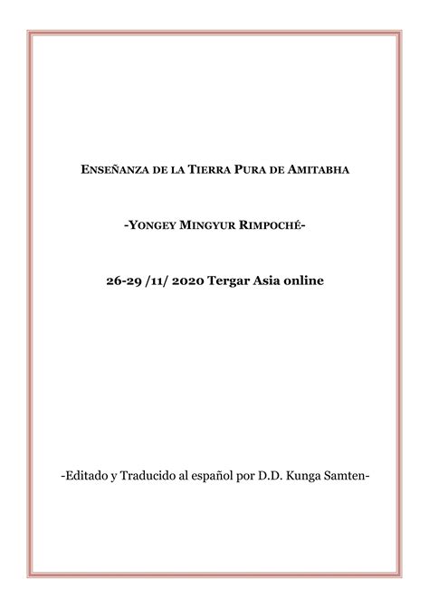 Ense Anza De La Tierra Pura De Amitabha Mingyur Rinpoch Pdf