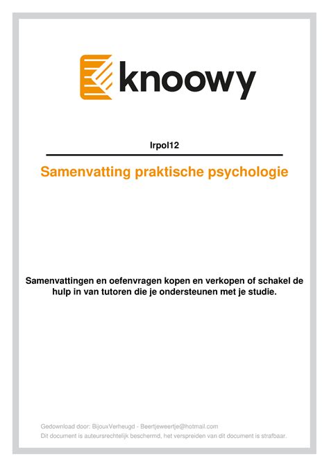 Samen Vatting Praktische Psychologie Asd Ontwikkeling En