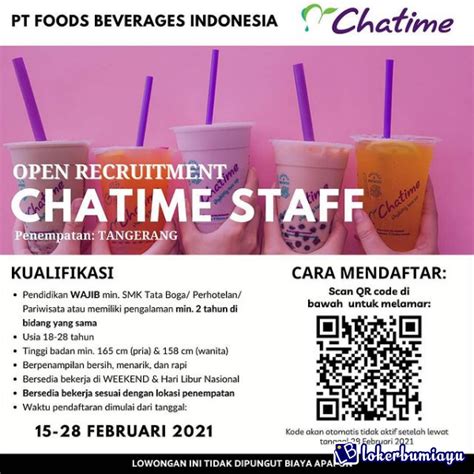 Lowongan Kerja Chatime Tangerang Februari