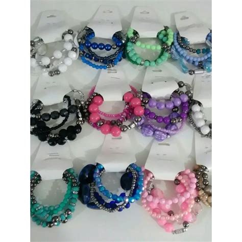 Pulseiras Bijuterias Kit 2 Cartelas 6 Unidade Shopee Brasil