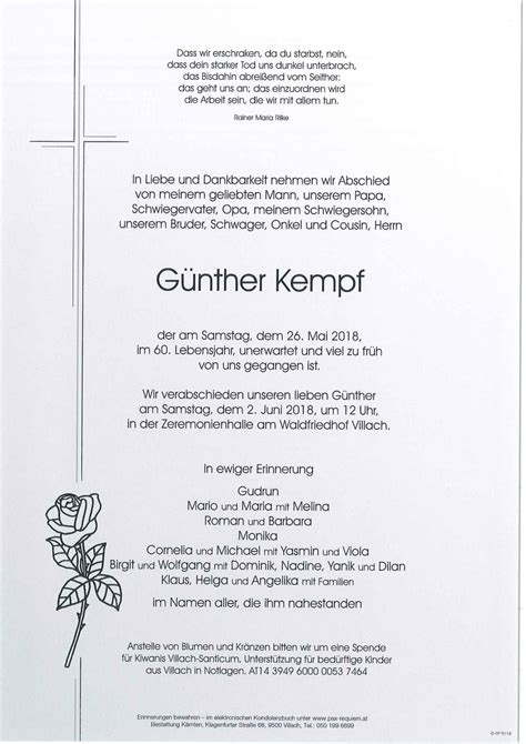 Parte für Günther Kempf pax requiem