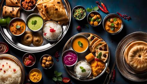 Colorful Indian Thali with Rice | Premium AI-generated image