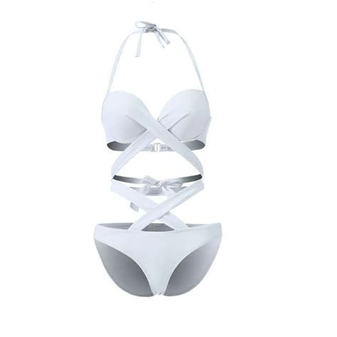 White Bandage Brazilian Bikini With Push Up Large Swimsuit Sexy Female
