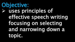 Speech Writing Selecting Topic Ppt