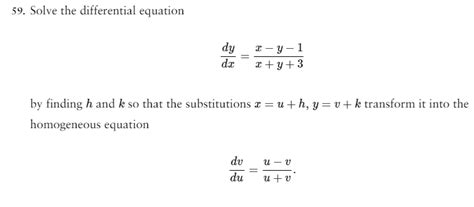 Solved 59 Solve The Differential Equation Dxdy X Y 3x−y−1