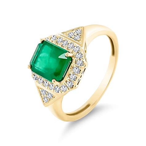 14K Yellow Gold Emerald And Diamond Ring 1 82ctw 1524XA