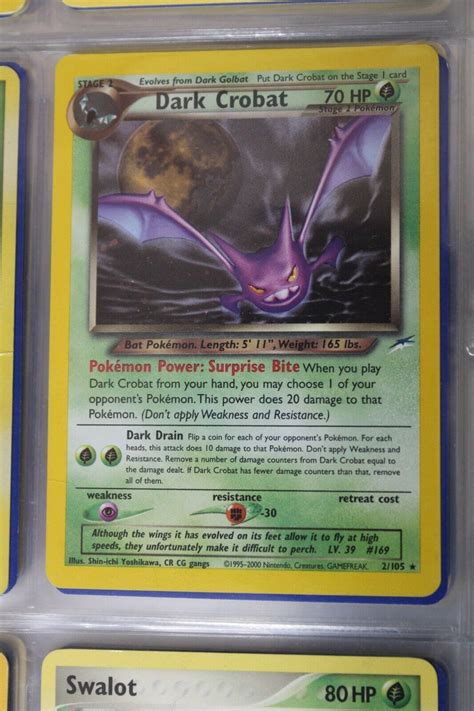 POKEMON DARK CROBAT RARE 1st FIRST EDITION 2 105 HOLO CARD NEO DESTINY