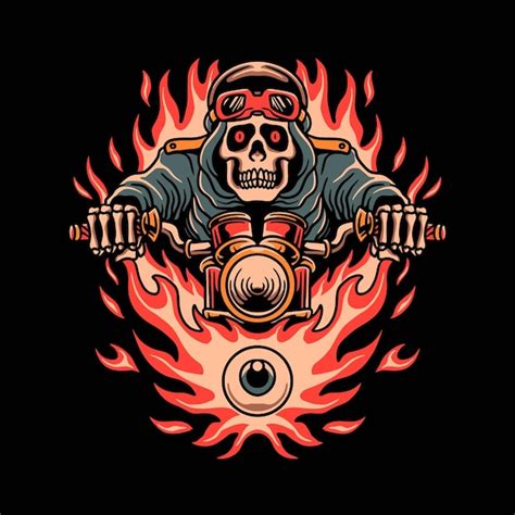 Premium Vector Skull Biker Tattoo Vector Design