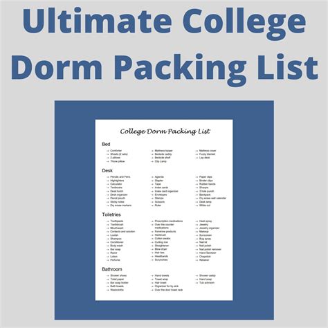 Ultimate College Dorm Packing List - Etsy