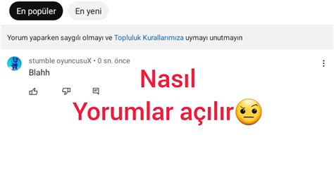 YORUMLAR NASIL AÇILIR YouTube