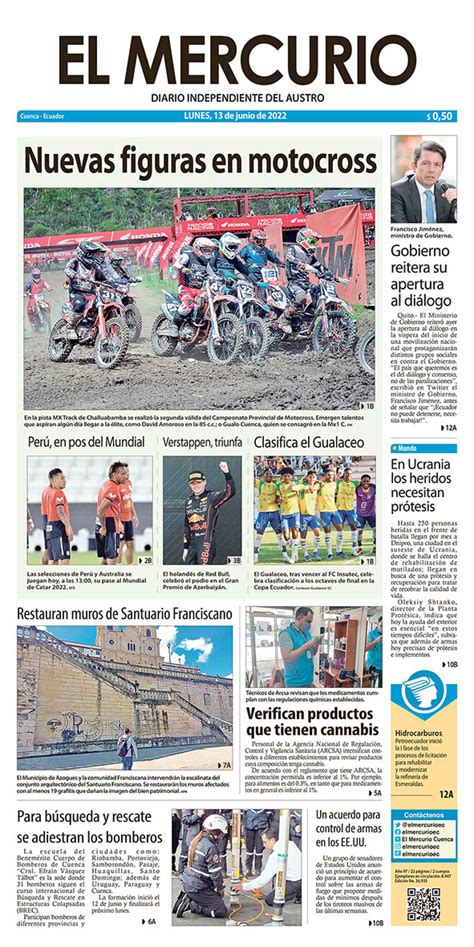 Diario El Mercurio On Twitter Portada Impresa Del 13 Junio 2022