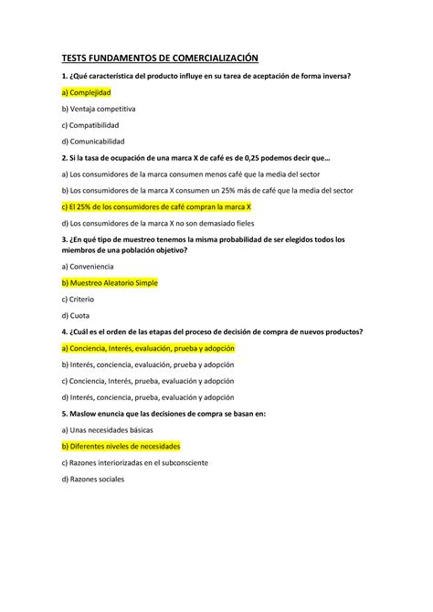 Tests Fundamentos De Comercializaci N Tests Fundamentos De