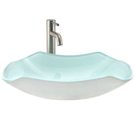 Rectangular Seafoam Green Glass Vessel Sink Bathroom Sinks Bathroom