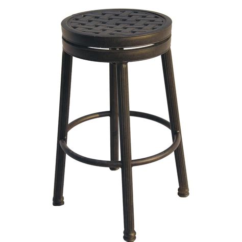 Darlee Classic Cast Aluminum Round Backless Patio Swivel Counter Height Bar Stool Antique