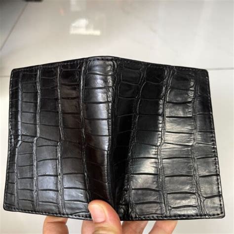 Double Side Genuine Crocodile Alligator Leather Skin Red Bifold Wallet