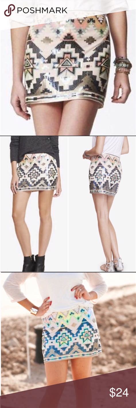 Express Sequin Aztec Print Mini Skirt Mini Skirts Clothes Design