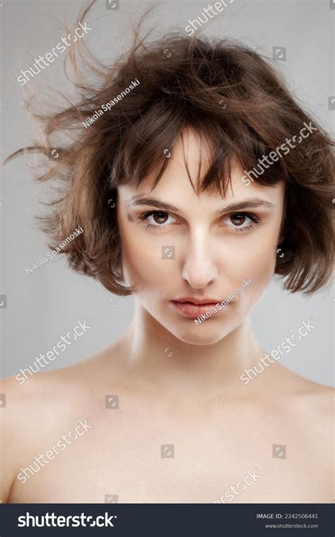 Beauty Portrait Brunette Girl Short Hair Stock Photo Shutterstock