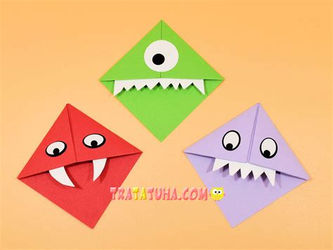 Corner Monster Bookmarks Template Directions