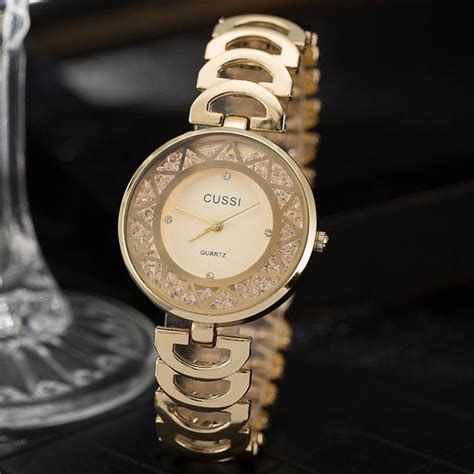 Buy Cussi Wristwatch Gold Womens Bracelet Watches Rhinestone Stylish