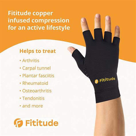 Fititude Copper Compression Gloves Arthritis And Joint Pain Relief