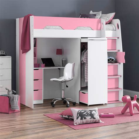 Pegasus Pink And White Wooden High Sleeper