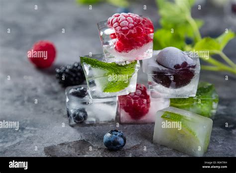 frozen fruit ice cube  res stock photography  images alamy