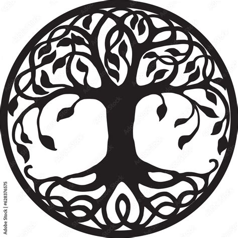 tree of life black on white background vector logo lasercut Stock ...