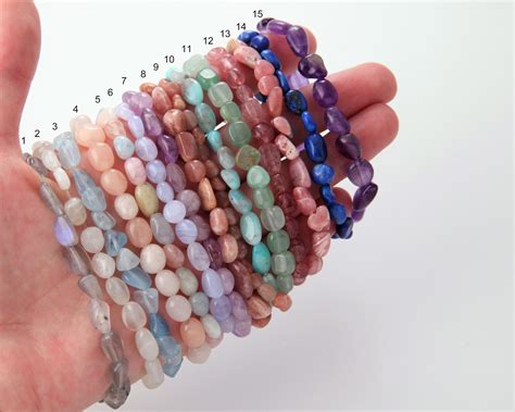 Pc Gemstone Crystal Bracelet Healing Crystal Etsy Uk