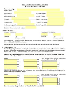 Fillable Online Uiltexas RECLASSIFICATION AND REALIGNMENT Fax Email