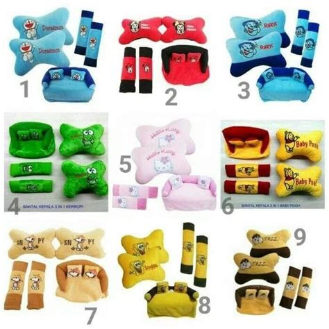 Jual Bantal 3 In 1 Mobil Doraemon Minnie Mouse Popeye Keroppi Hello