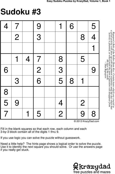 Krazydad Sudoku Printable