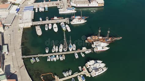 Luxury Yachts In Limassol Marina Aerial View Of Cyprus Coast Stock