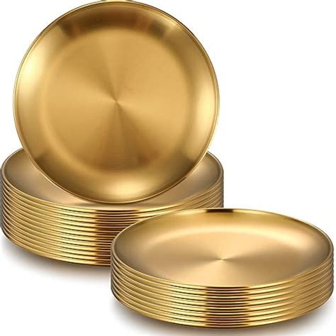 Amazon Uiifan 20 Pcs 304 Stainless Steel Gold Plates 8 Inch Gold