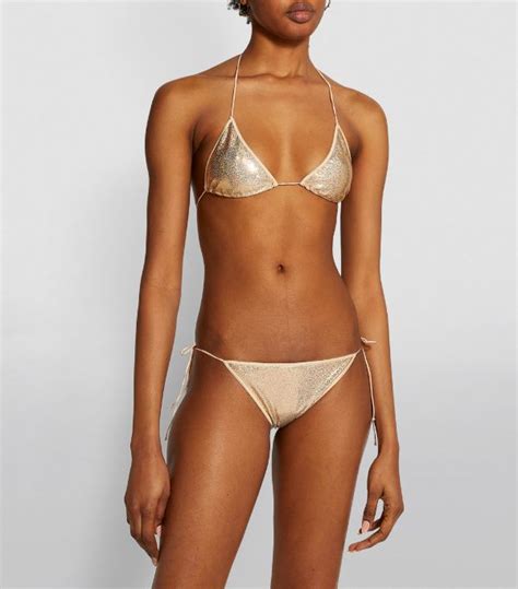 Womens Oséree gold Metallic Side Tie Bikini Harrods US