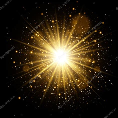 Golden Glow Light Effect Star Burst With Sparkles Vector Illustration