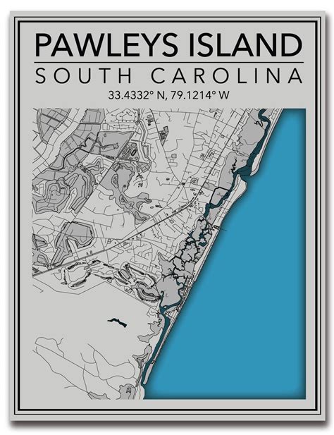 Wall Art Map Print Pawleys Island South Carolina Etsy