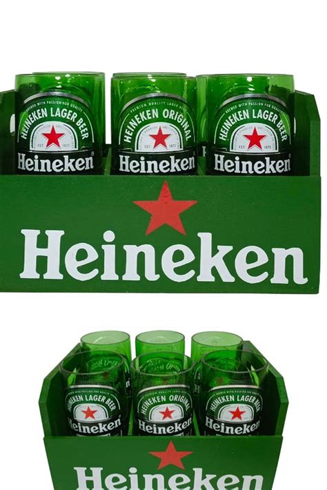 Kit 6 Copos Heineken E 1 Caixote Personalizado Heineken Garrafas De