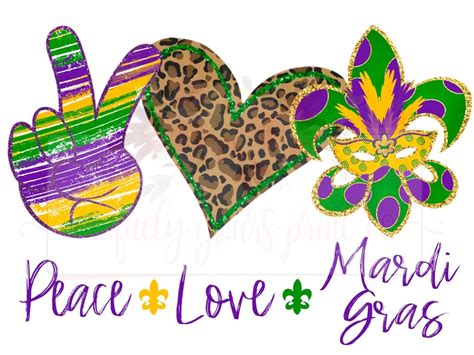 Peace Fingers Love Mardi Gras Hand Drawn Png Etsy