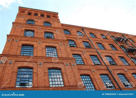 Facade Of Red Brick Factory Building Old Factory In Lodz Editorial