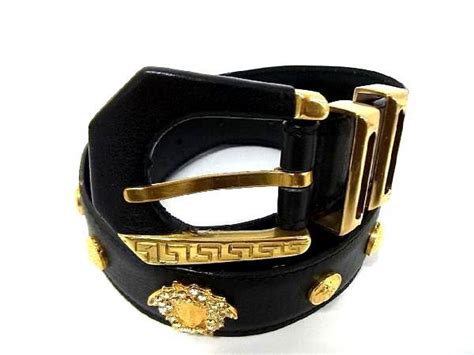 【やや傷や汚れあり】1円 美品 Gianni Versace ジャンニヴェルサーチ メデューサ レザー ベルト 表記サイズ8534 メンズ