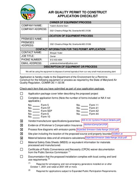 Fillable Online Mde Maryland Permits To Construct And Operate