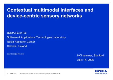 Pdf Contextual Multimodal Interfaces And Device Centric Hci