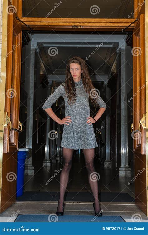 Pretty Brunette Stock Image Image Of Pantyhose Pumps