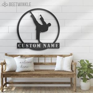 Custom Boy Taekwondo Martial Arts Metal Wall Art With Led Light