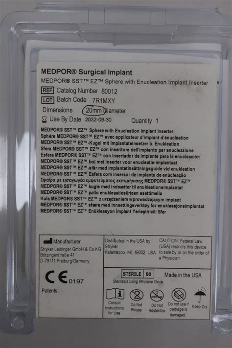 New STRYKER 80012 MEDPOR Surgical Implant Medpor SST EX Sphere With