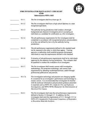 Fillable Online Sfm Illinois Fire Investigator Equivalency Checklist