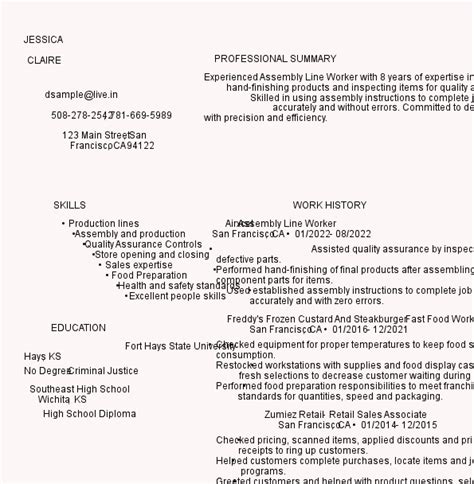 6 Great Assembly Line Worker Resume Samples