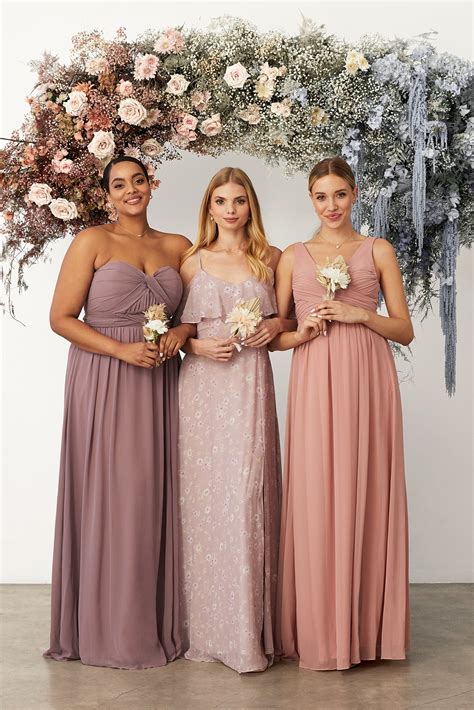 Jane Convertible Chiffon Bridesmaid Dress In Mauve Floret Birdy Grey